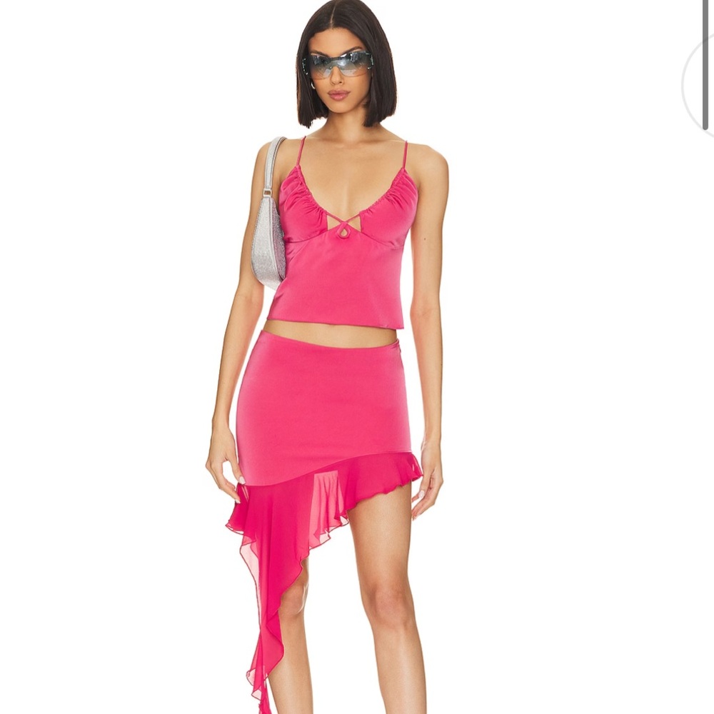 NBD Revolve letty pink skirt set
